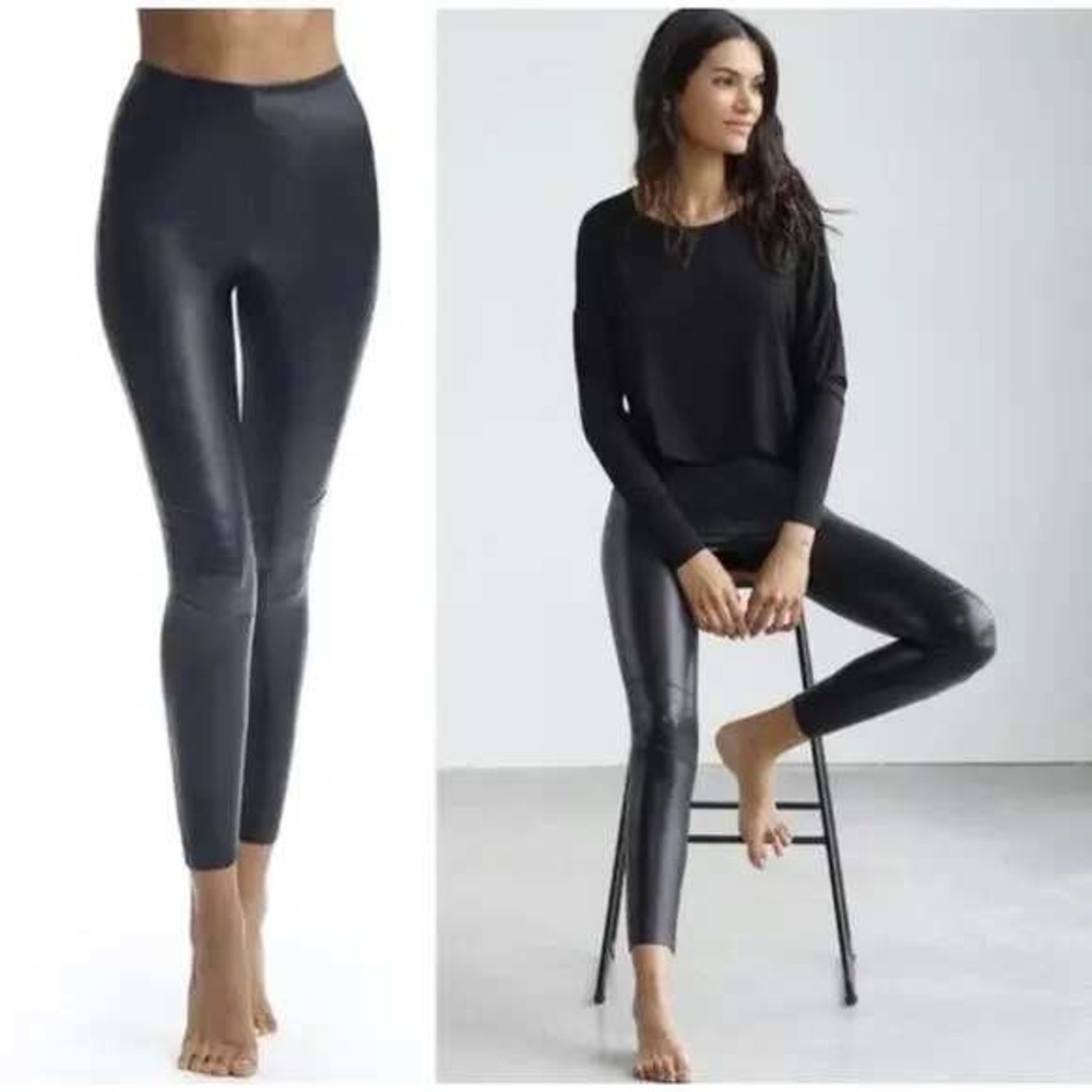 Commando Faux Leather Moto Leggings XS Control Top XS Extra Small Raw Hem